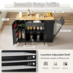 53 Inch Large Kitchen Island With Trash Can Storage Cabinet(no include stool)
