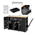 53 Inch Large Kitchen Island With Trash Can Storage Cabinet(no include stool)