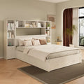 Wood Platform Bed with All-In-One Bookcase Cabinets Shelves Built-in Charging Stations - Captain Bed Frame with Storage Drawers