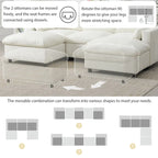 U Shaped Chenille Modular Sectional Cloud Sofa with 2 Ottoman, Pillows