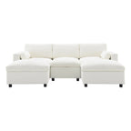 U Shaped Chenille Modular Sectional Cloud Sofa with 2 Ottoman, Pillows
