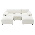 U Shaped Chenille Modular Sectional Cloud Sofa with 2 Ottoman, Pillows