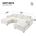 U Shaped Chenille Modular Sectional Cloud Sofa with 2 Ottoman, Pillows
