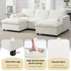 U Shaped Chenille Modular Sectional Cloud Sofa with 2 Ottoman, Pillows