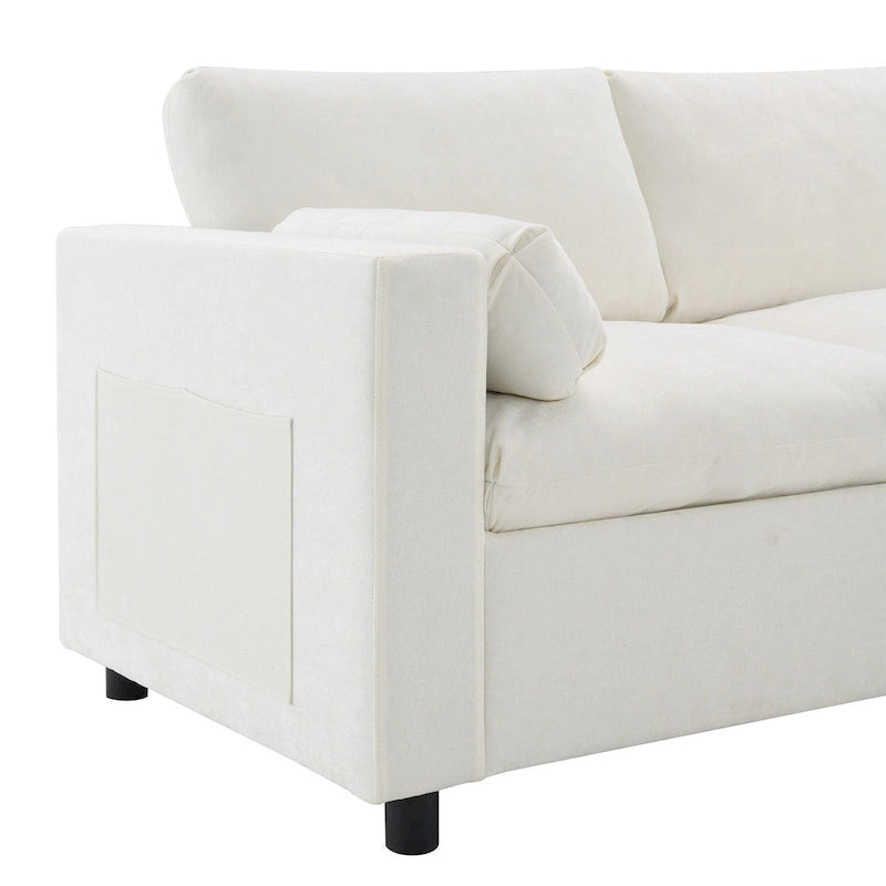 U Shaped Chenille Modular Sectional Cloud Sofa with 2 Ottoman, Pillows
