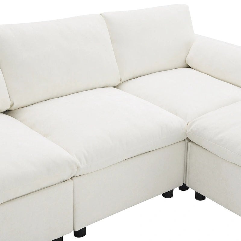 U Shaped Chenille Modular Sectional Cloud Sofa with 2 Ottoman, Pillows