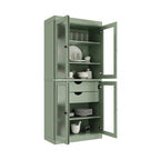 Palace Imports 100% Solid Wood Pantry Cabinet with Frosted Glass Doors, 2-Drawers and Adjustable Shelves - 32 x 71.5