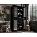 Palace Imports 100% Solid Wood Pantry Cabinet with Frosted Glass Doors, 2-Drawers and Adjustable Shelves - 32 x 71.5