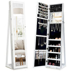 Costway Mirrored Jewelry Cabinet Armoire Lockable Standing Storage - Black - See Details