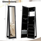Costway Mirrored Jewelry Cabinet Armoire Lockable Standing Storage - Black - See Details
