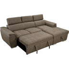 Roomfitters 97 Convertible Sectional Sofa with Storage Chaise, Adjustable Headrests, Contemporary L-Shaped Sleeper Corner Sofa