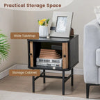 Gymax Set of 2 Nightstand Compact Modern End Side Table with Sliding