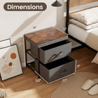 Gymax 2 Drawer Dresser Fabric Storage Organizer Nightstand Bedside
