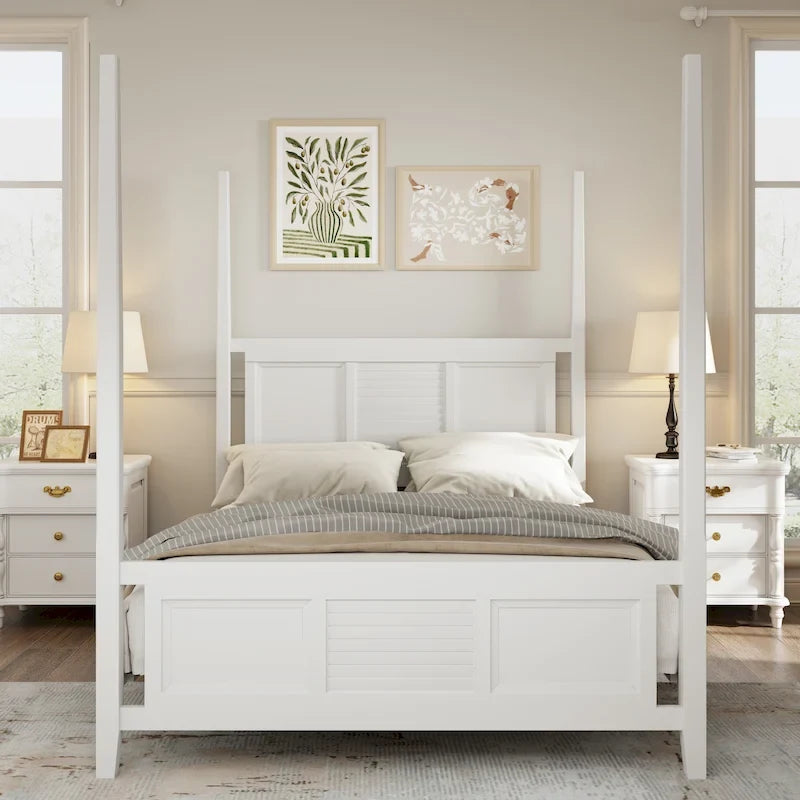 Queen Size Solid Pine Four Poster Bed with 75 Tall Four Poster Bed Frame