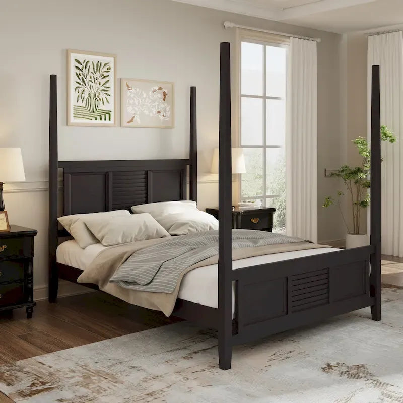 Queen Size Solid Pine Four Poster Bed with 75 Tall Four Poster Bed Frame