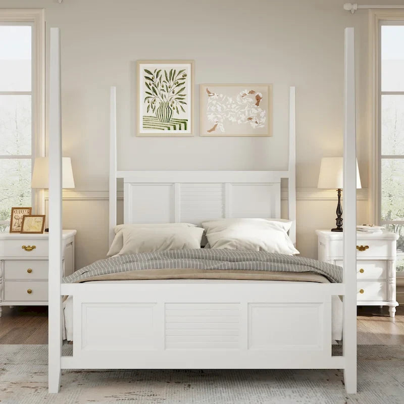 Queen Size Solid Pine Four Poster Bed with 75 Tall Four Poster Bed Frame