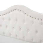 Queen Size Platform Bed with Arched Headboard & Footboard with Rivet Accents, Button Tufted Design