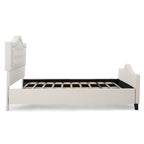 Queen Size Platform Bed with Arched Headboard & Footboard with Rivet Accents, Button Tufted Design