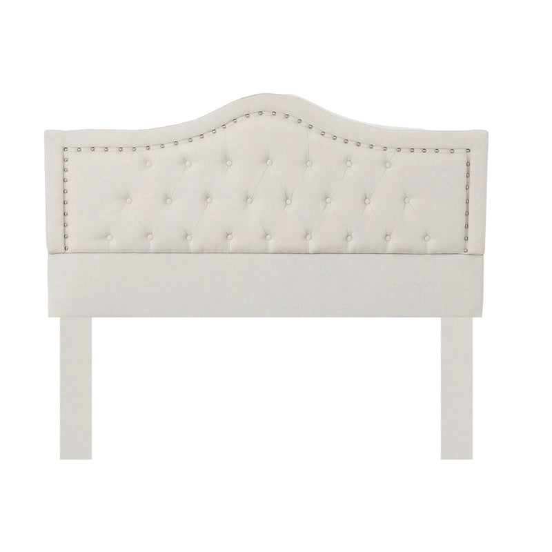 Queen Size Platform Bed with Arched Headboard & Footboard with Rivet Accents, Button Tufted Design