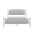 Queen Size Wood Platform Bed Frame with Tufted Headboard with Elegant Handcrafted Design, Sturdy Wooden Slats