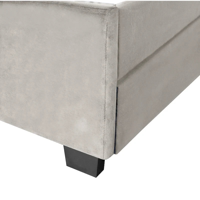 Queen Size Platform Bed with Gold Tufted Headboard with Trundle And Storage Drawers (600lb Capacity)