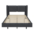 Queen Size Velvet Floating Platform Bed Frame with Under-Bed Smart LED Lights 6 Storage Space & Easy Assembly