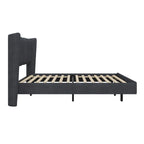 Queen Size Velvet Floating Platform Bed Frame with Under-Bed Smart LED Lights 6 Storage Space & Easy Assembly