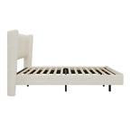 Queen Size Velvet Floating Platform Bed Frame with Under-Bed Smart LED Lights 6 Storage Space & Easy Assembly