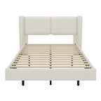 Queen Size Velvet Floating Platform Bed Frame with Under-Bed Smart LED Lights 6 Storage Space & Easy Assembly