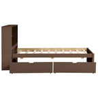 Modern Twin Size Bed with Built-in USB Port on Bookcase Headboard and 2 Drawers