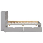 Modern Twin Size Bed with Built-in USB Port on Bookcase Headboard and 2 Drawers