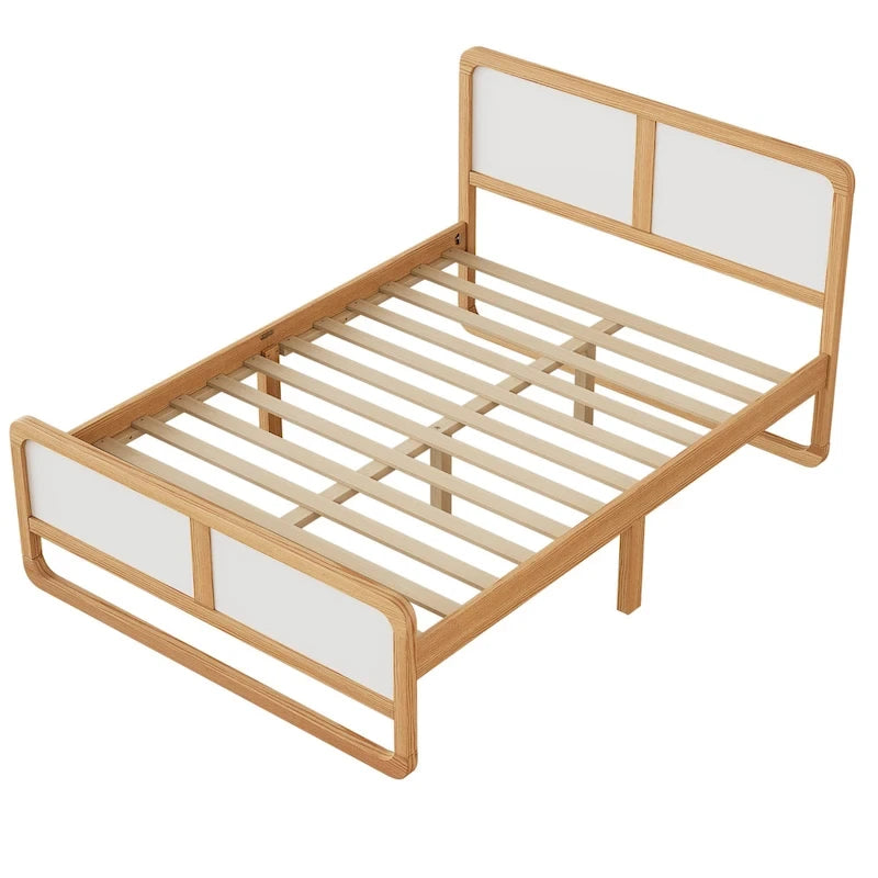 Full Size Modern Style Solid Wood Platform Bed with Support Legs for Adults for Bedroom