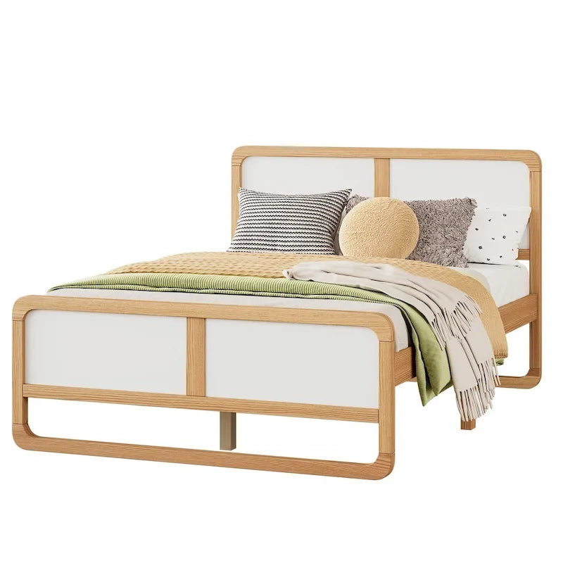 Full Size Modern Style Solid Wood Platform Bed with Support Legs for Adults for Bedroom