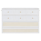 White Queen Size Murphy Bed with Storage and Large Drawers