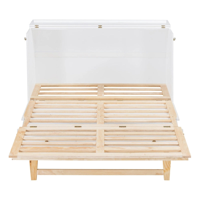 White Queen Size Murphy Bed with Storage and Large Drawers