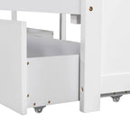 White Modern Twin Size L-shaped Platform Bed with Trundle and Drawers for Bedroom