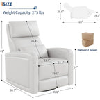 Manual Reclinder, 360 Swivel Rocking Glider Reclinder Chair with Ergonomic Backrest