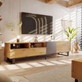 70-Inch Tv Stand — Dual-Compartment Storage Design With Flip-Down Doors; Suitable For Tvs Up To 80 Inches