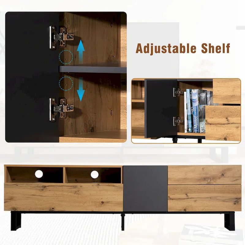 70-Inch Tv Stand — Dual-Compartment Storage Design With Flip-Down Doors; Suitable For Tvs Up To 80 Inches