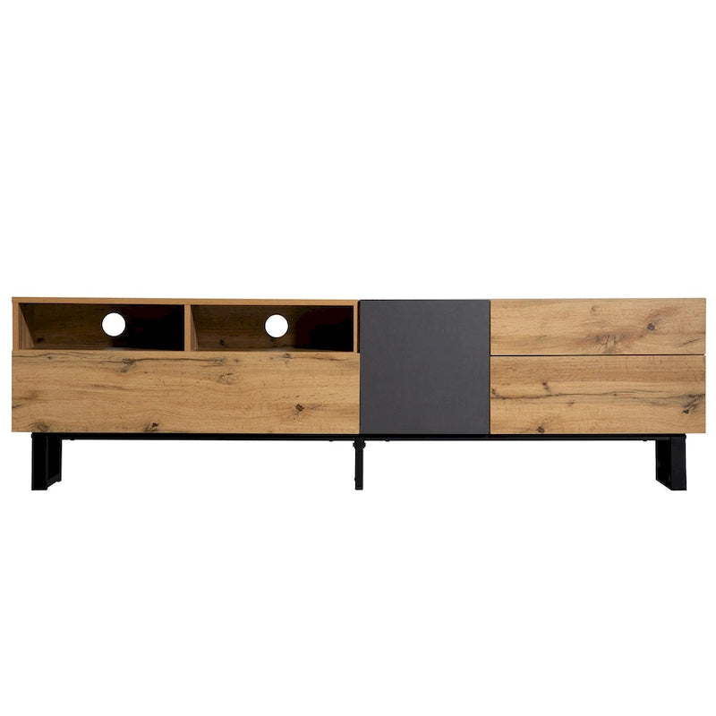 70-Inch Tv Stand — Dual-Compartment Storage Design With Flip-Down Doors; Suitable For Tvs Up To 80 Inches