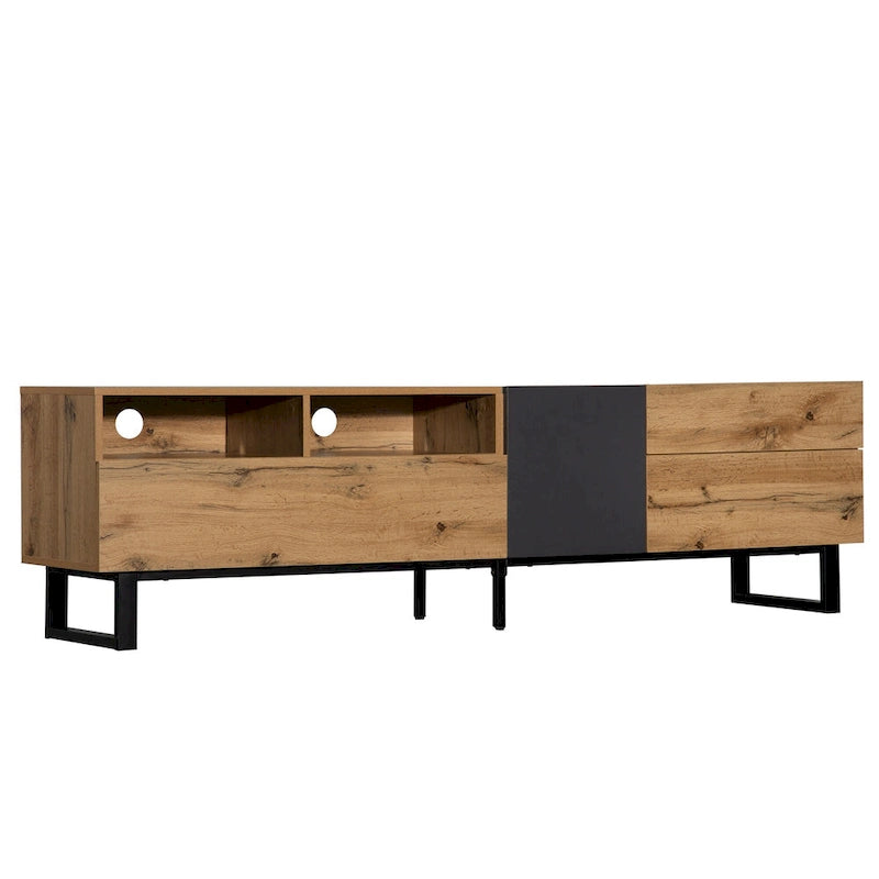 70-Inch Tv Stand — Dual-Compartment Storage Design With Flip-Down Doors; Suitable For Tvs Up To 80 Inches