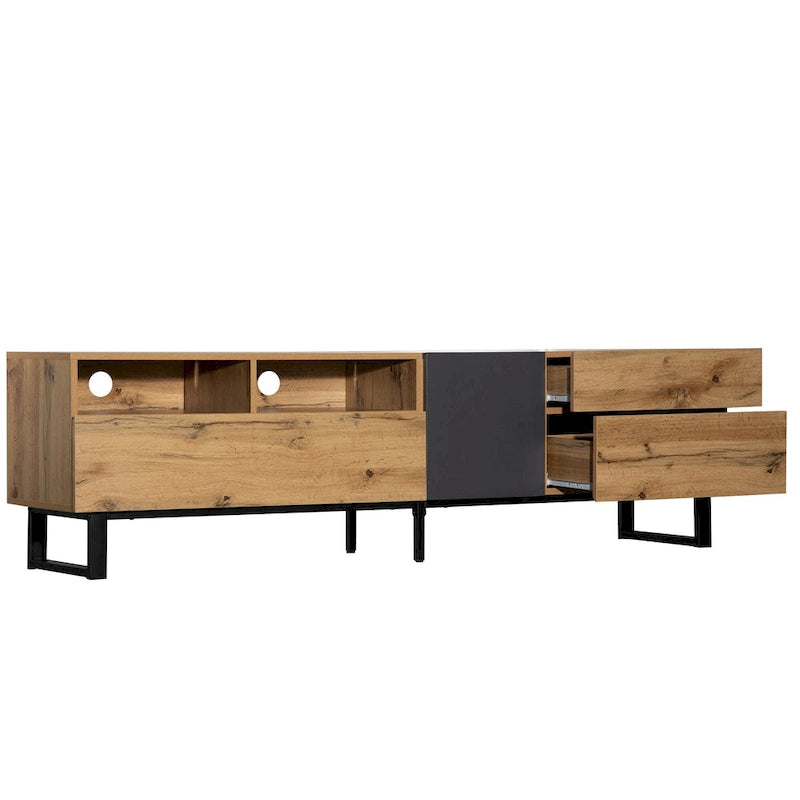 70-Inch Tv Stand — Dual-Compartment Storage Design With Flip-Down Doors; Suitable For Tvs Up To 80 Inches
