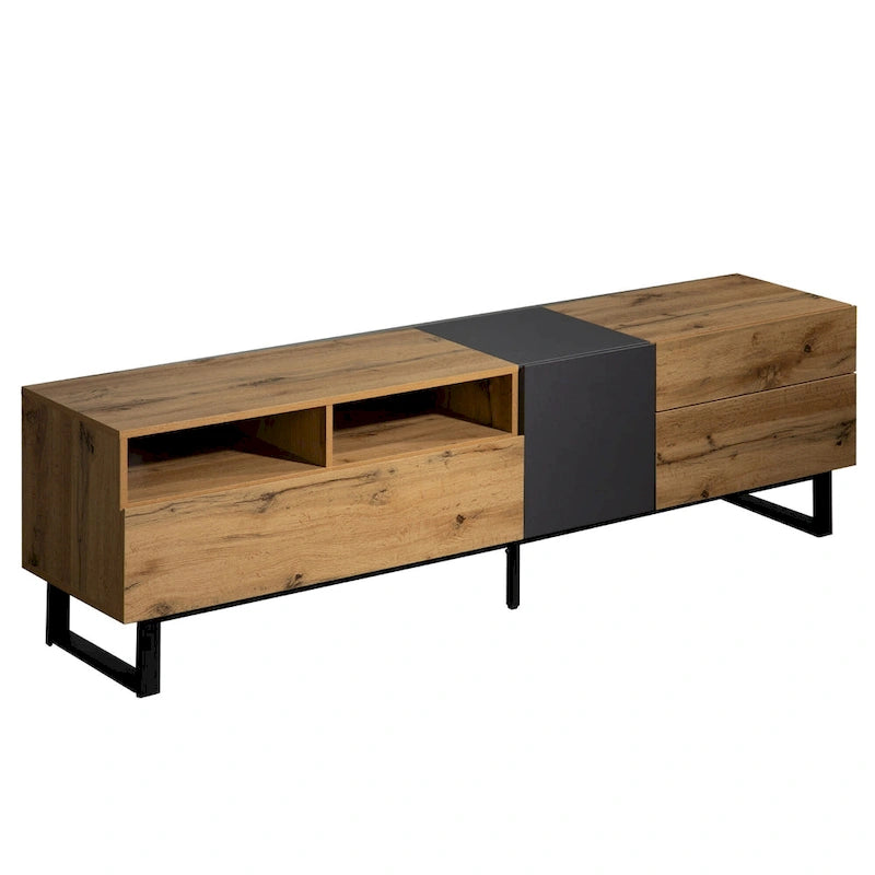 70-Inch Tv Stand — Dual-Compartment Storage Design With Flip-Down Doors; Suitable For Tvs Up To 80 Inches