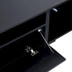 Black 82 TV Stand with Push-Open Doors & LED for TVs Up to 90
