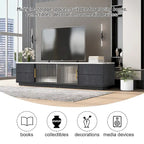 Black,White 62.9 TV Stand with 4 Drawers & Large Cabinet for TVs Up to 70