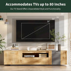 Grey,Natural Wood 70.86 TV Stand with 3 Cabinets & Drawer for TVs Up to 80