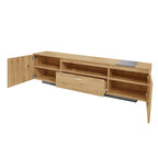 Grey,Natural Wood 70.86 TV Stand with 3 Cabinets & Drawer for TVs Up to 80