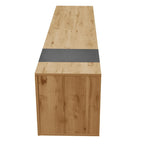 Grey,Natural Wood 70.86 TV Stand with 3 Cabinets & Drawer for TVs Up to 80