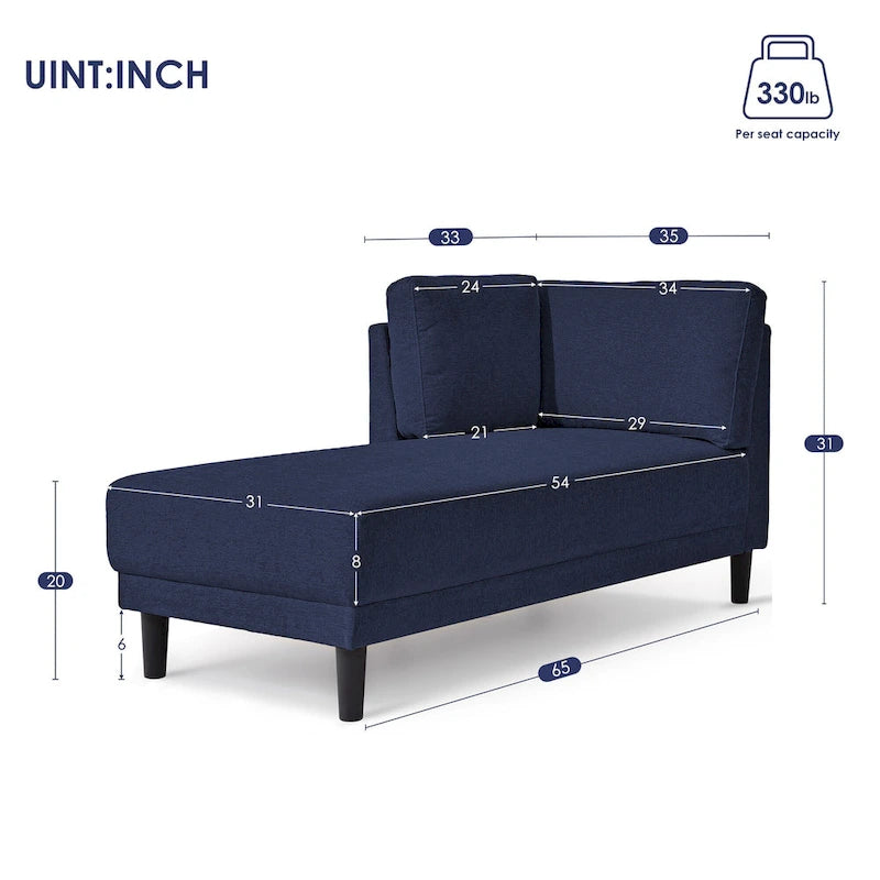 65 Linen Corner Chaise Lounge