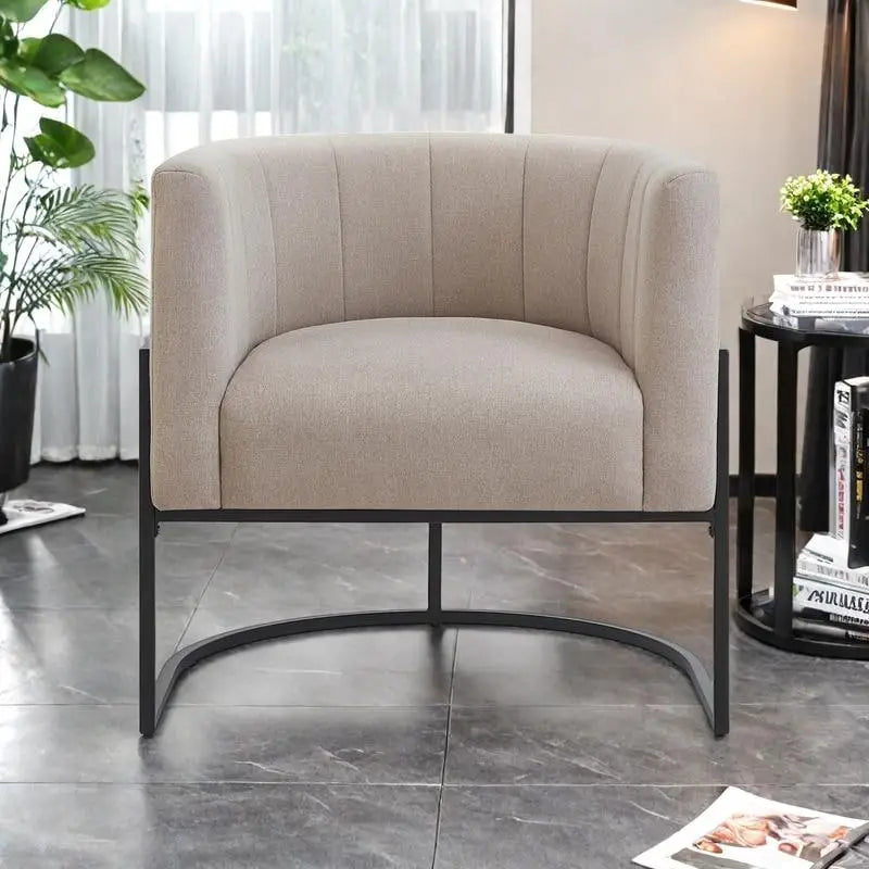 Mid-Century Accent Chair with Metal Frame & Curved Back Support
